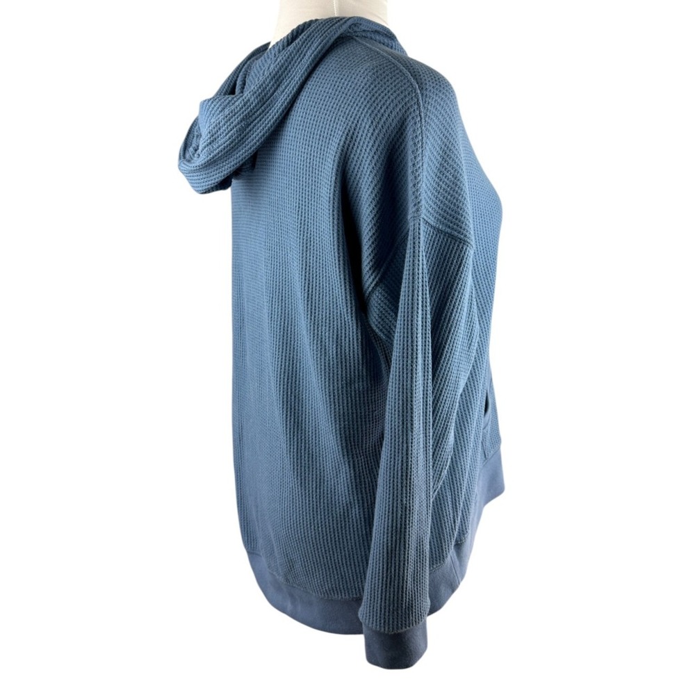 Aerie Waffle Knit Hoodie 1/2 Zip Up Sweater Hoody Marbled Blue Oversized Small - Picture 6 of 13